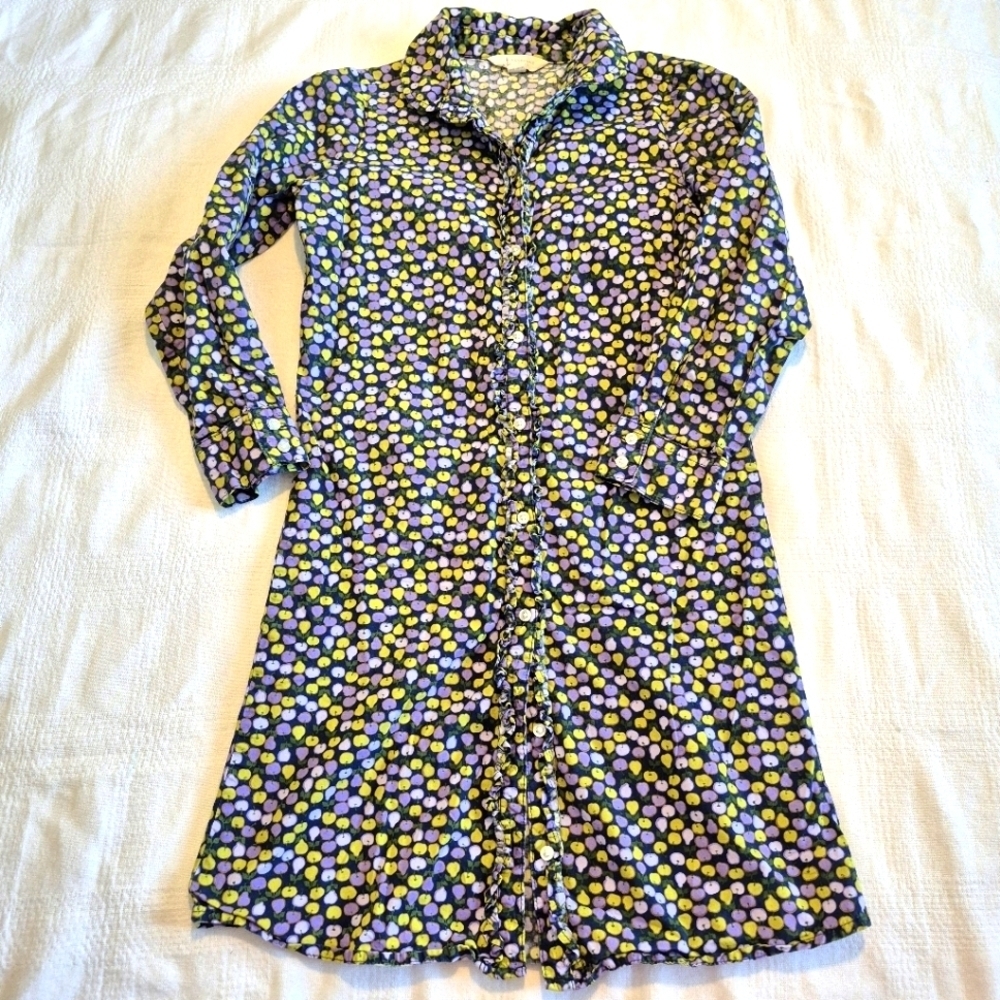 Lands' End girl's size 7 purple apple & pear designed convertible sleeve dress